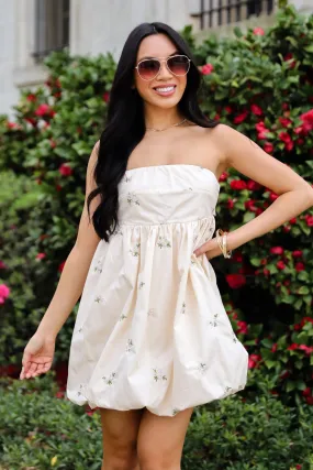 Mood Casual FINAL SALE - Enviable Pick Cream Floral Embroidered Strapless Mini Dress