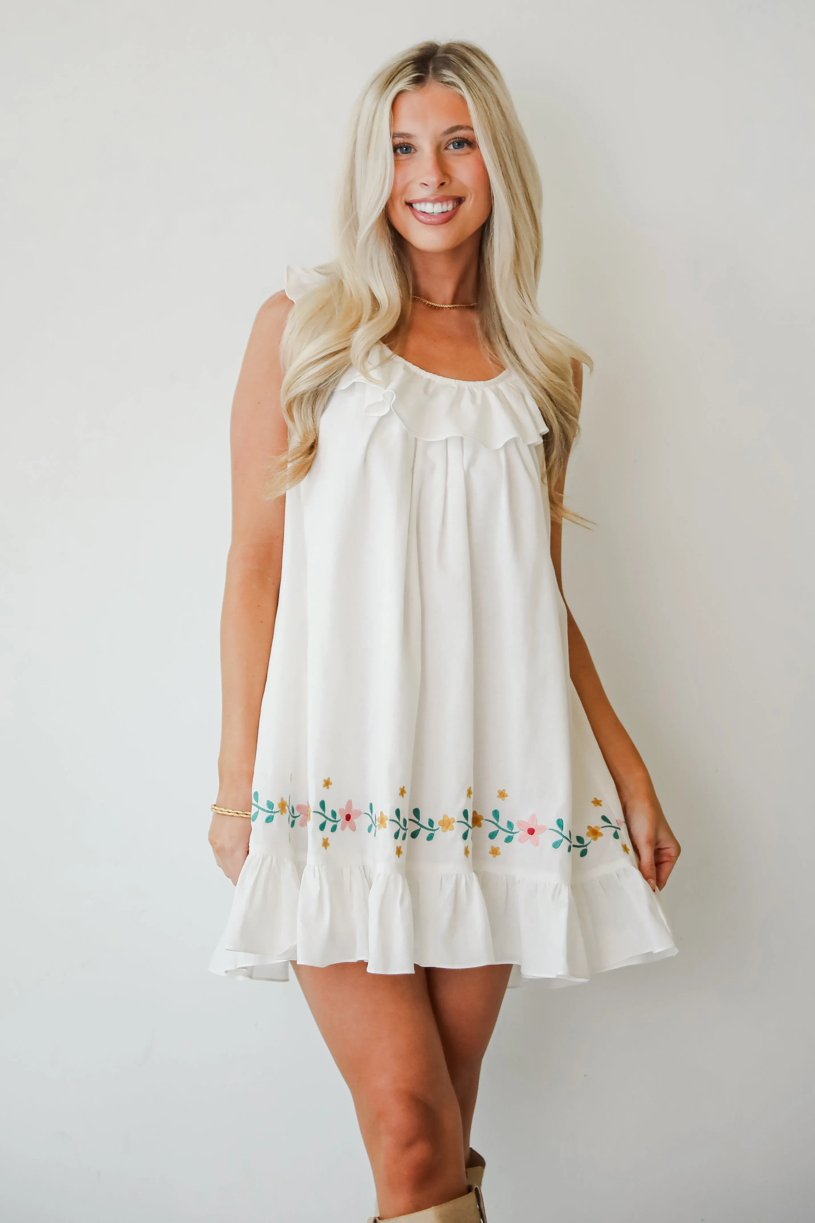 Lounge Texture FINAL SALE - Garden Cutie Floral Embroidered Mini Dress