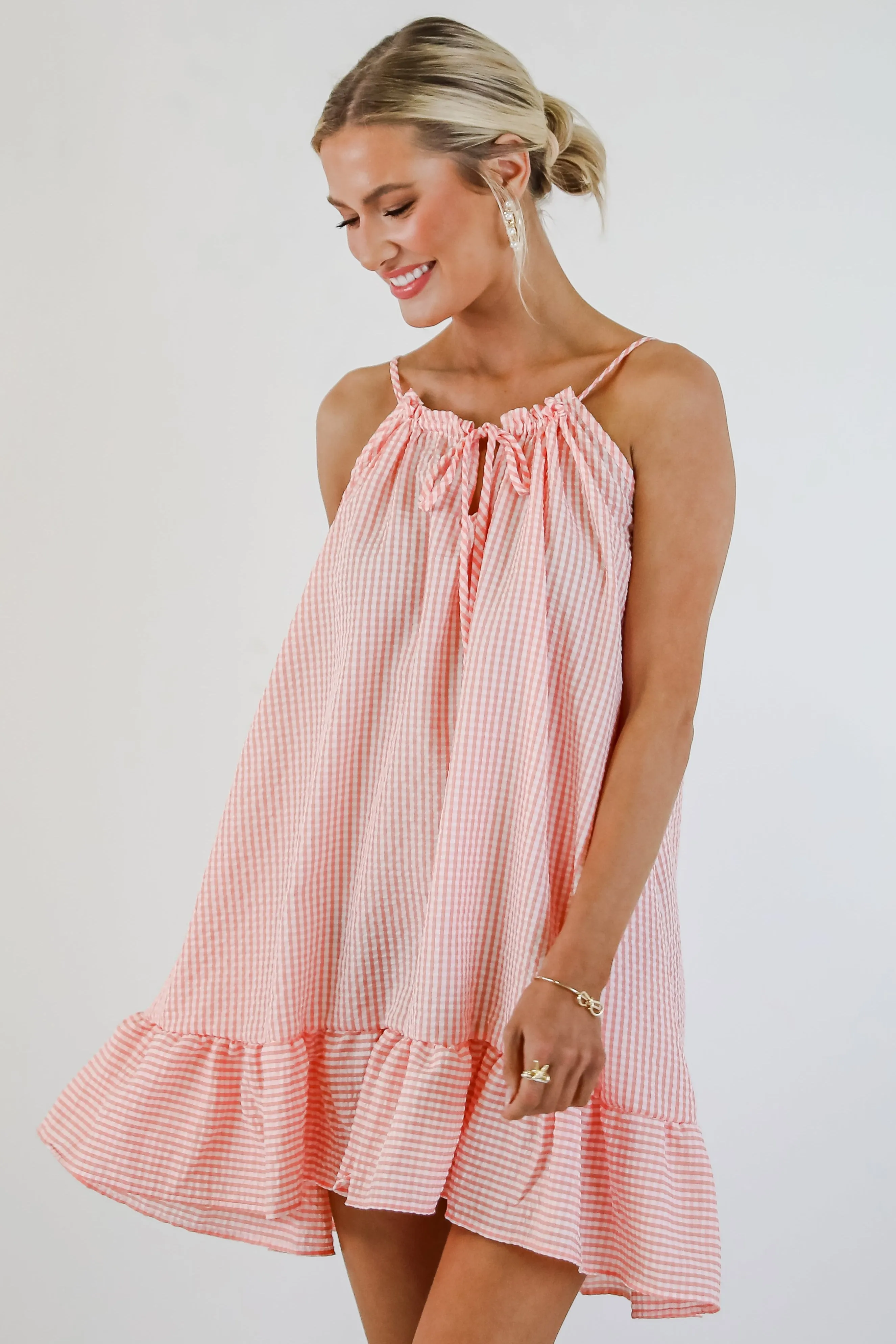 Stylish Waistband Elegant Piece FINAL SALE - Love Opens Doors Seersucker Mini Dress