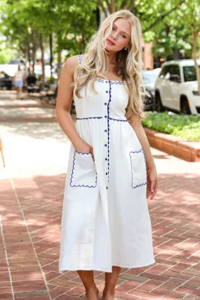 FINAL SALE - Mykonos Memories Ivory Midi Dress Chilly Comfort Wear Fall Piece