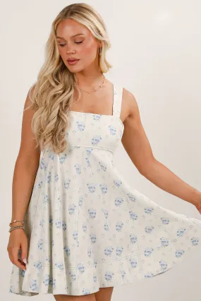 FINAL SALE - Speak Your Mind White Denim Floral Mini Dress Classic Vibe Urban Aesthetic