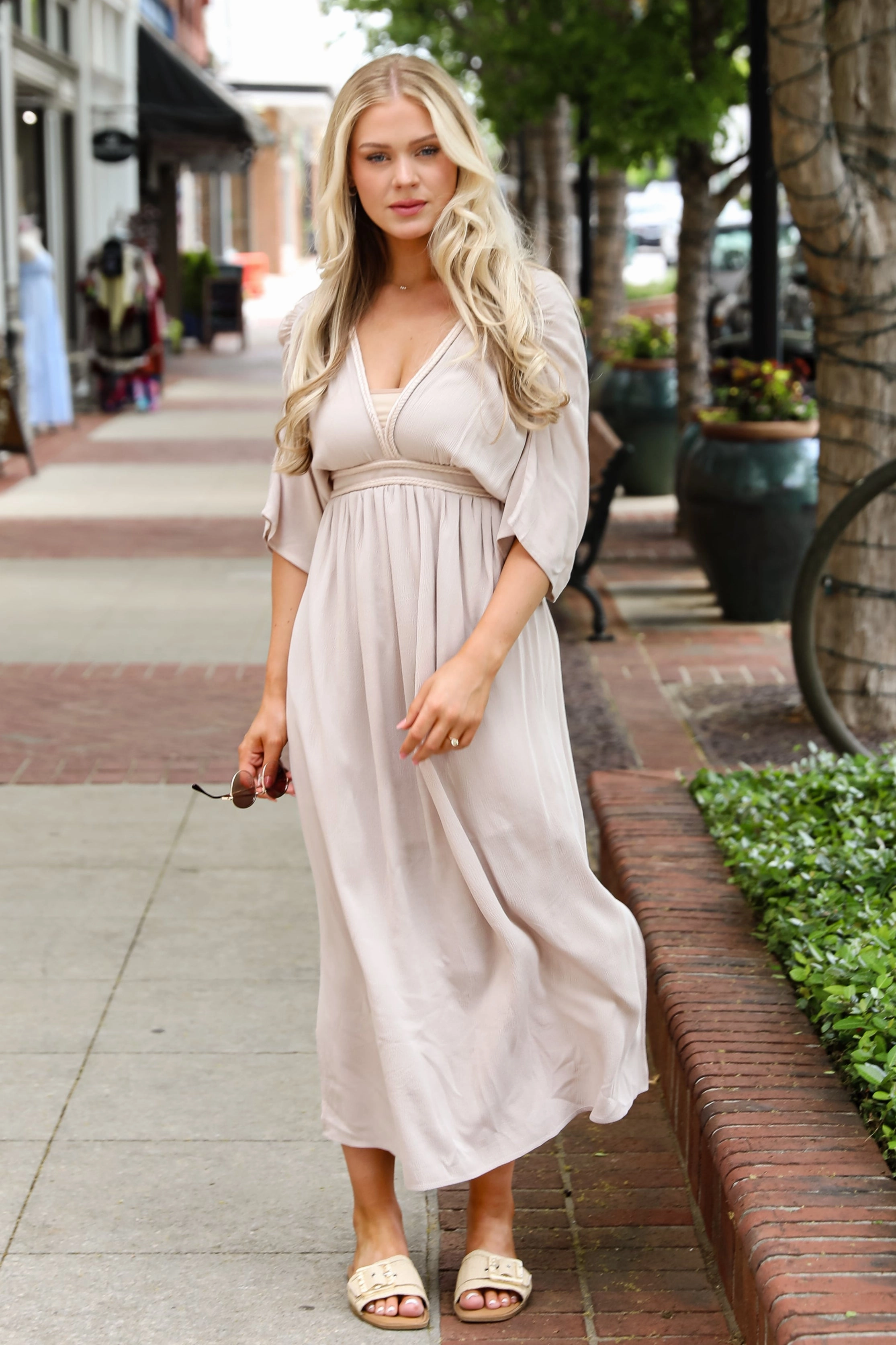 Flattering Shape Wear Sophisticated Elegance FINAL SALE - Goddess Aura Natural Maxi Dress
