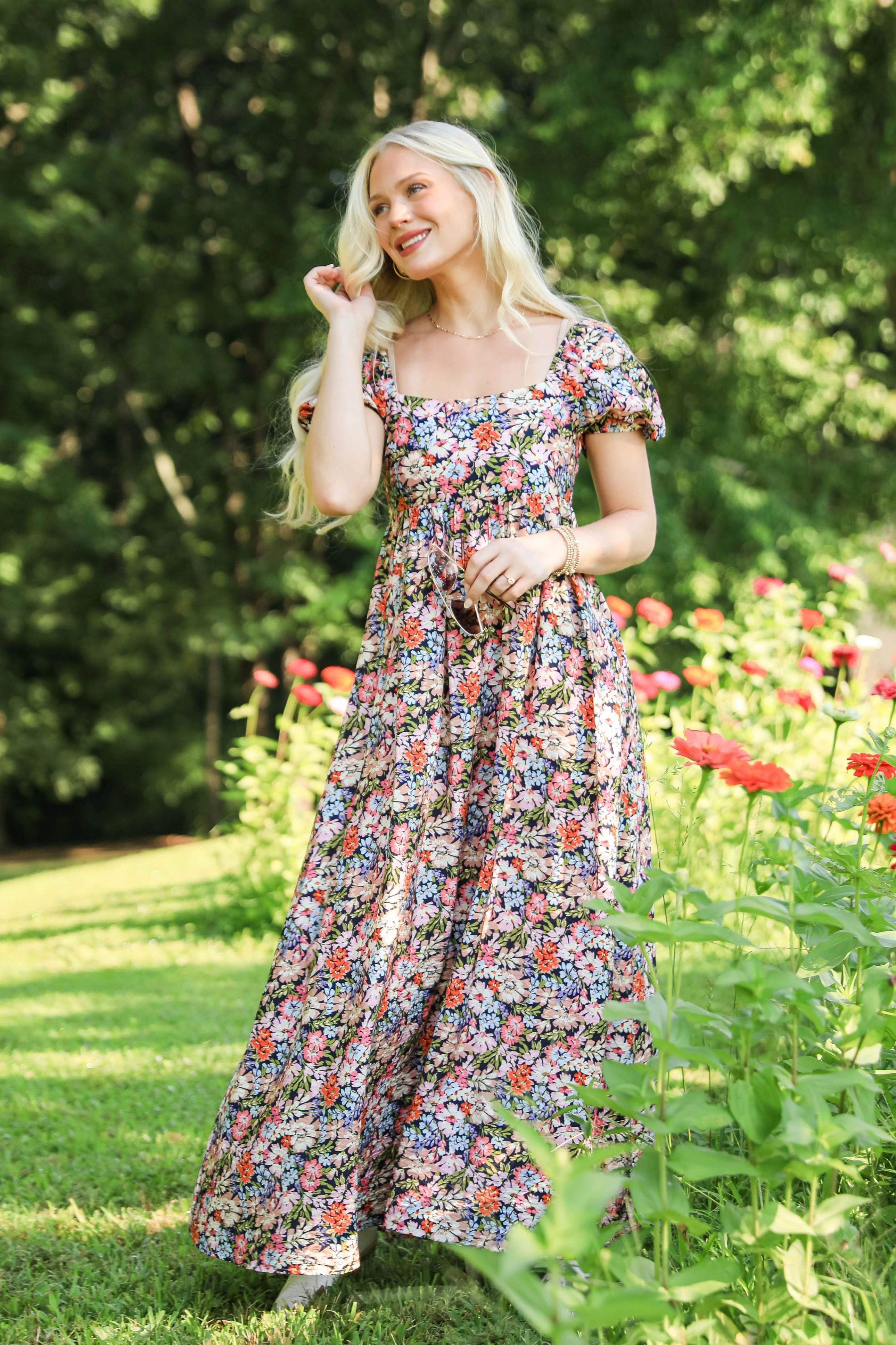 Field Fresh FINAL SALE - Graceful Perfection Navy Floral Maxi Dress