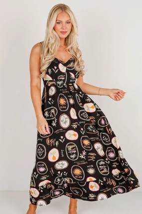 FINAL SALE - Vitamin Sea Black Maxi Dress Body Fit Urban Drape