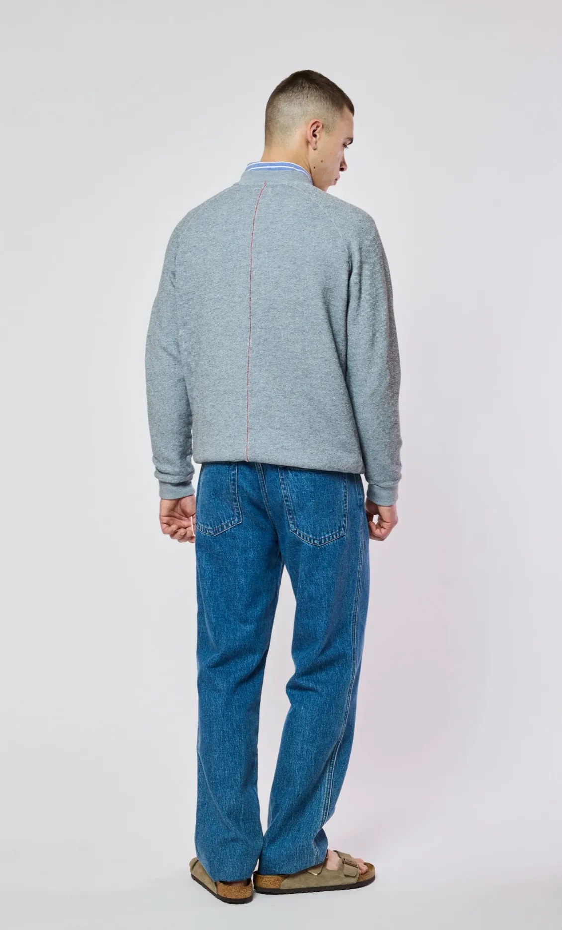 Pastel Blue Terry Sweatshirt smooth zipper