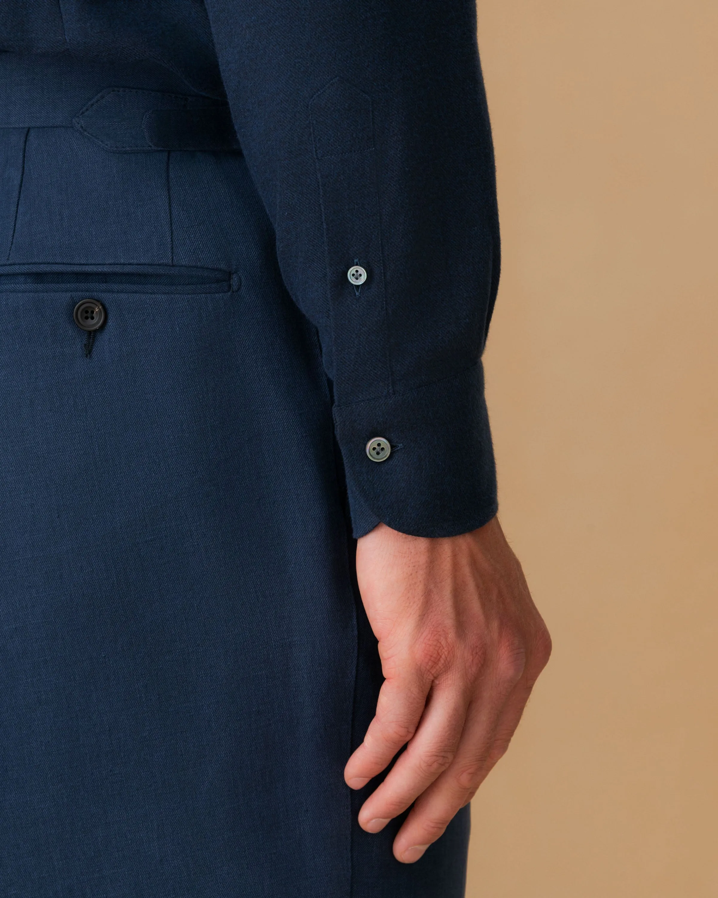 Flannel Point Collar Shirt Layered Sleeve Cuffs Spring Collection