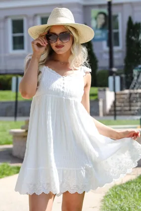 FINAL SALE - Right Where You Are Eyelet Mini Dress Smart Tones