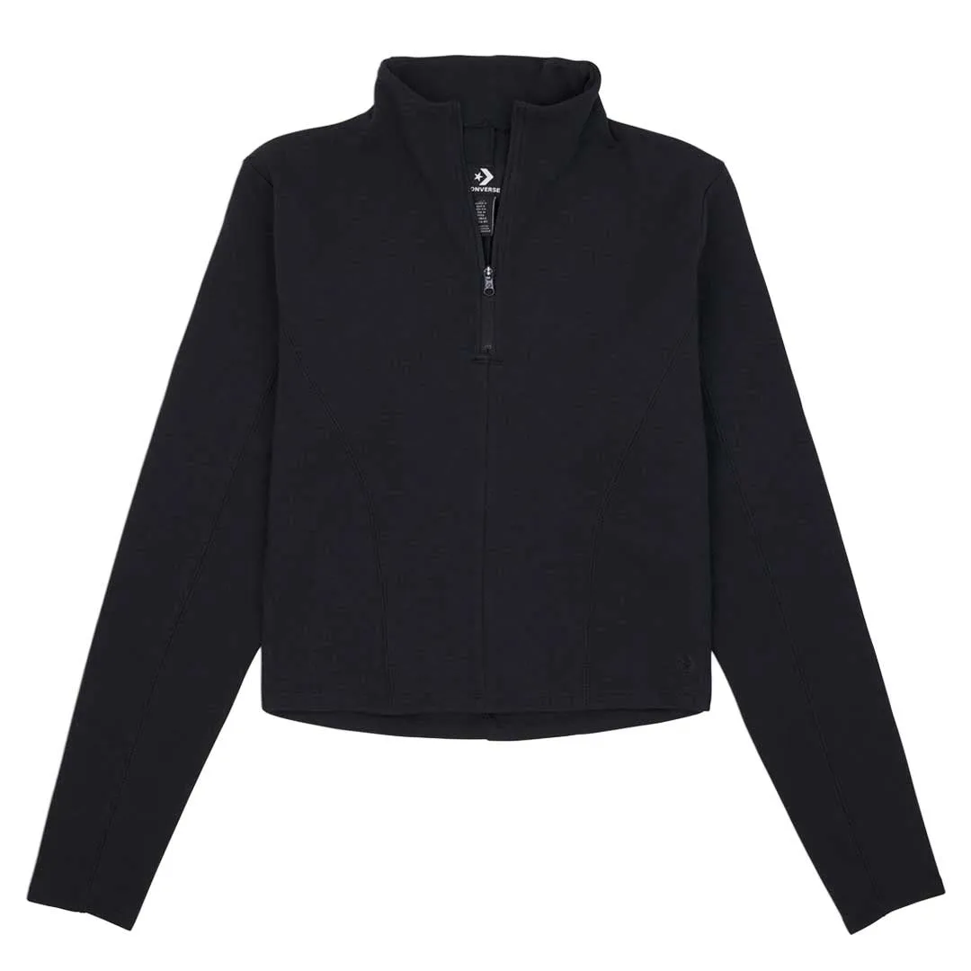 Glow In Dark Accents Casual Style Converse - Women's Half-Zip Mock Neck Long Sleeve Top (10027392 A02)