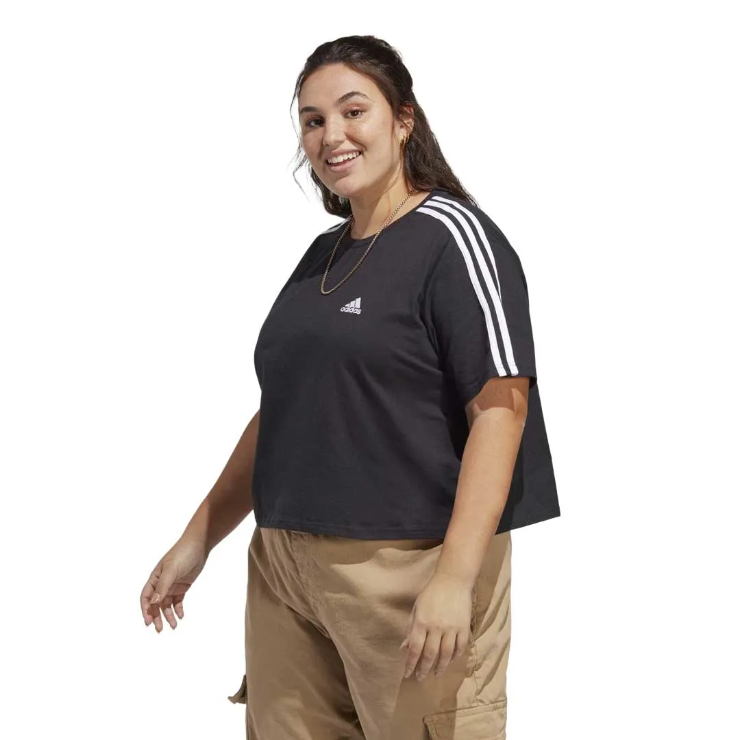 adidas - Women's Essentials 3-Stripes Single Jersey Crop T-Shirt (Plus Size) (IC5002) Many Pockets Stitched Look