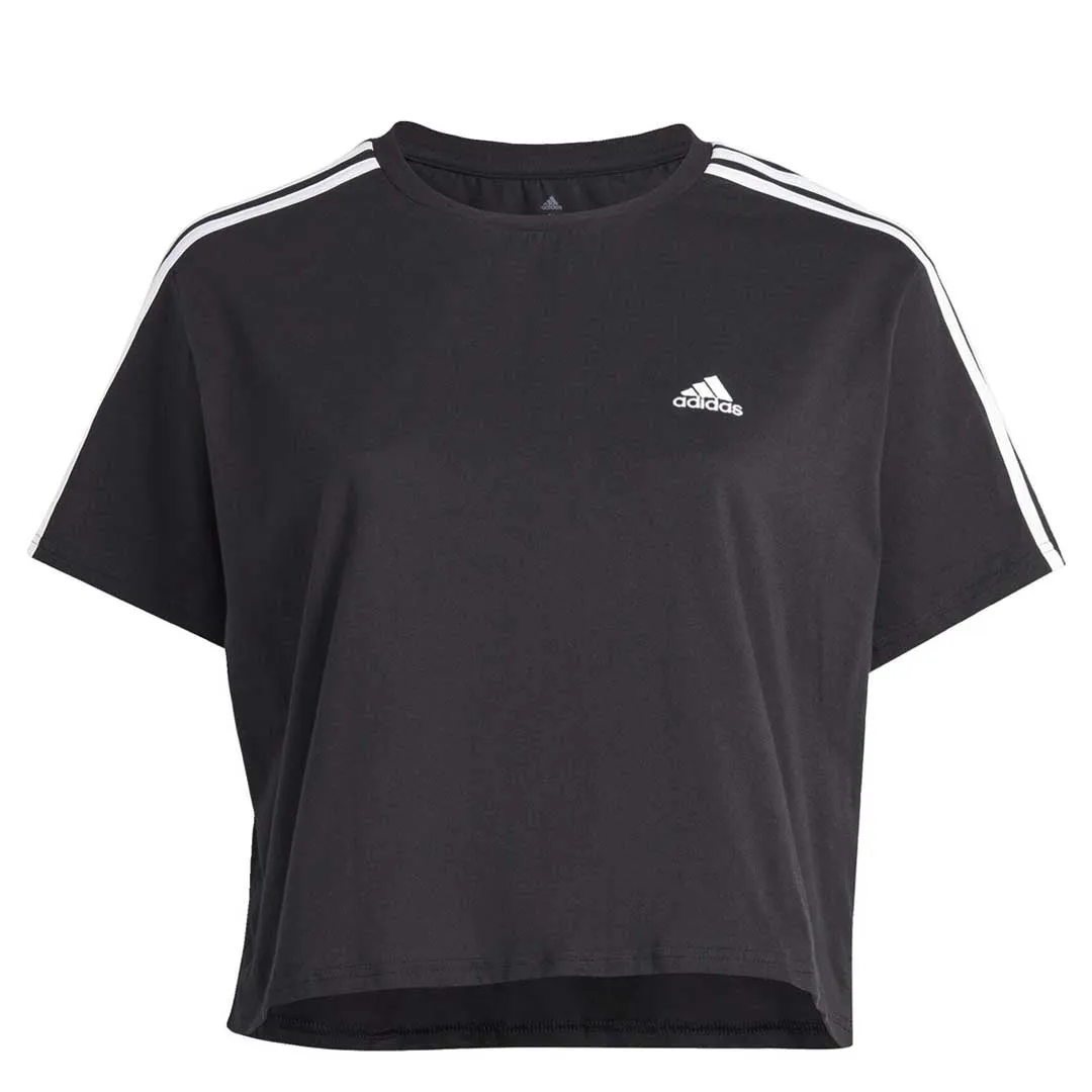adidas - Women's Essentials 3-Stripes Single Jersey Crop T-Shirt (Plus Size) (IC5002) Stylish Basics Street Ready