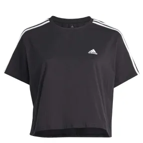 adidas - Women's Essentials 3-Stripes Single Jersey Crop T-Shirt (Plus Size) (IC5002) Stylish Basics Street Ready