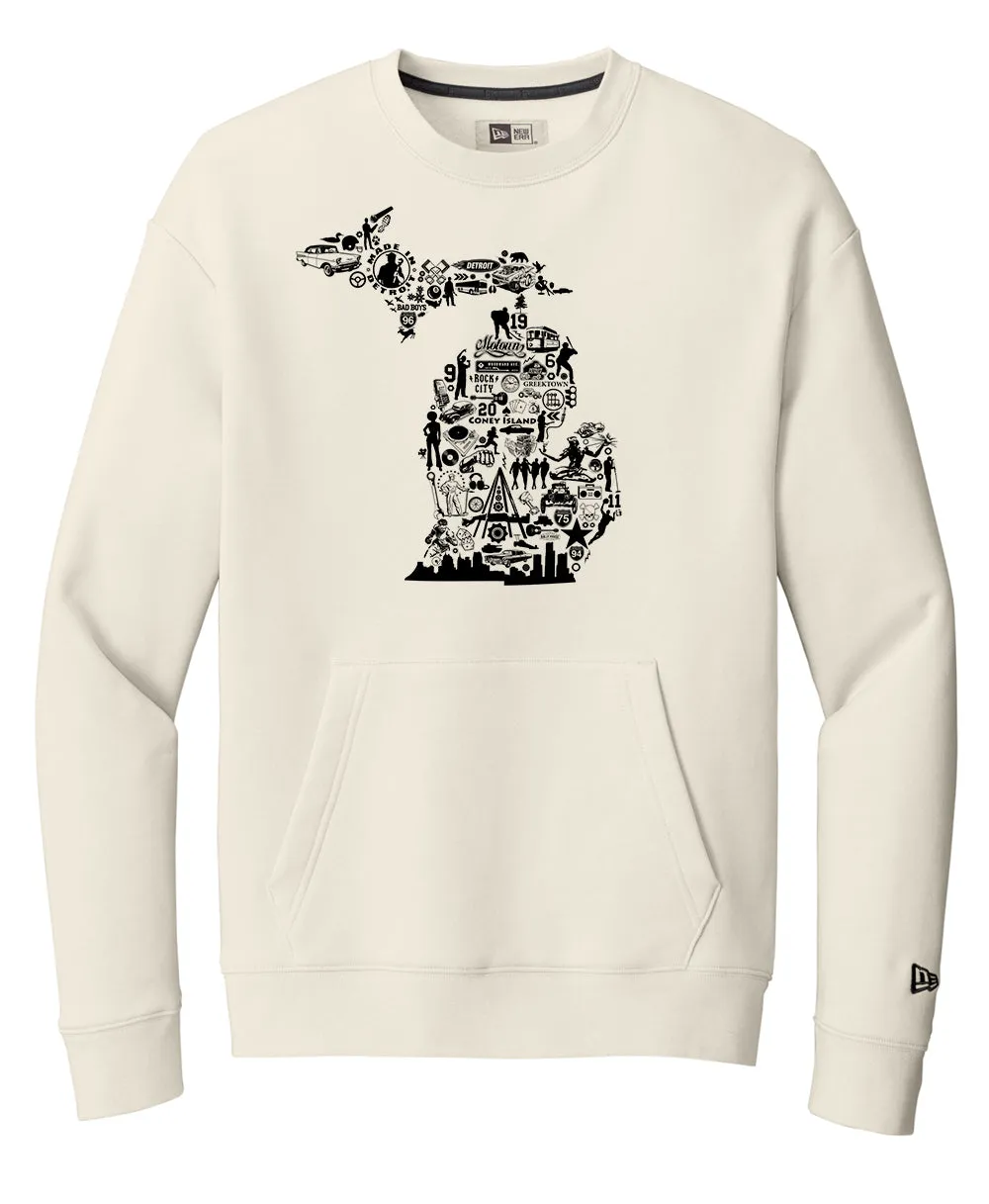 New Era Michigan Collage Pocket Crewneck Abrasion Resistant Edges