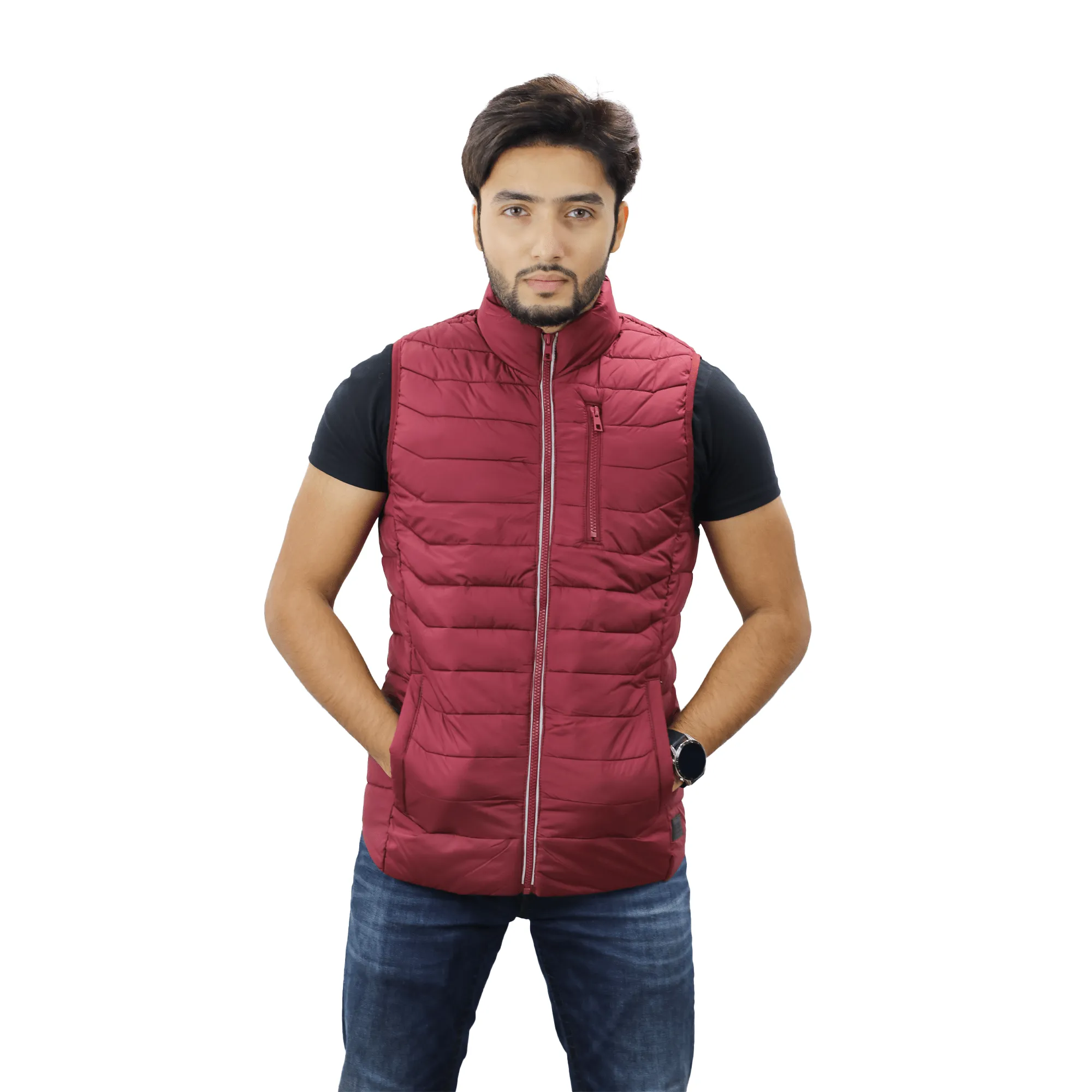 Hidden Storage Compartment Men??s High-Quality Premium Vest jacket- FM vest- Maroon