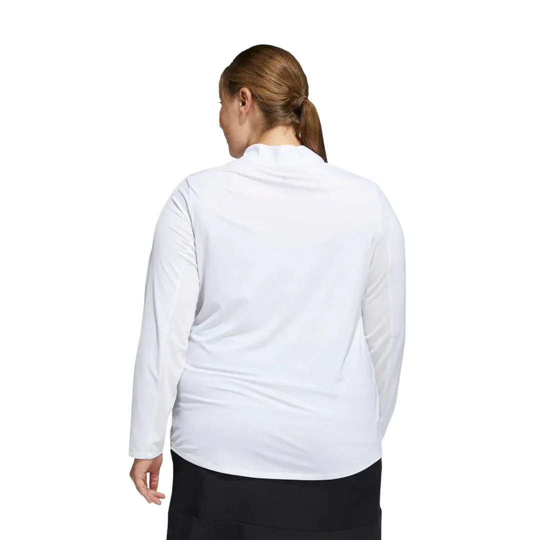 adidas - Women's Ultimate365 1/2 Zip Long Sleeve Golf T-Shirt (Plus Size) (HA3396) Heat Sealed Seams Rainy Day