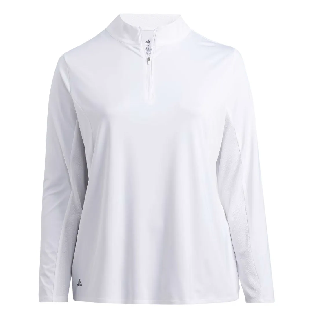 adidas - Women's Ultimate365 1/2 Zip Long Sleeve Golf T-Shirt (Plus Size) (HA3396) Classic Casual Look Compact Travel Friendly