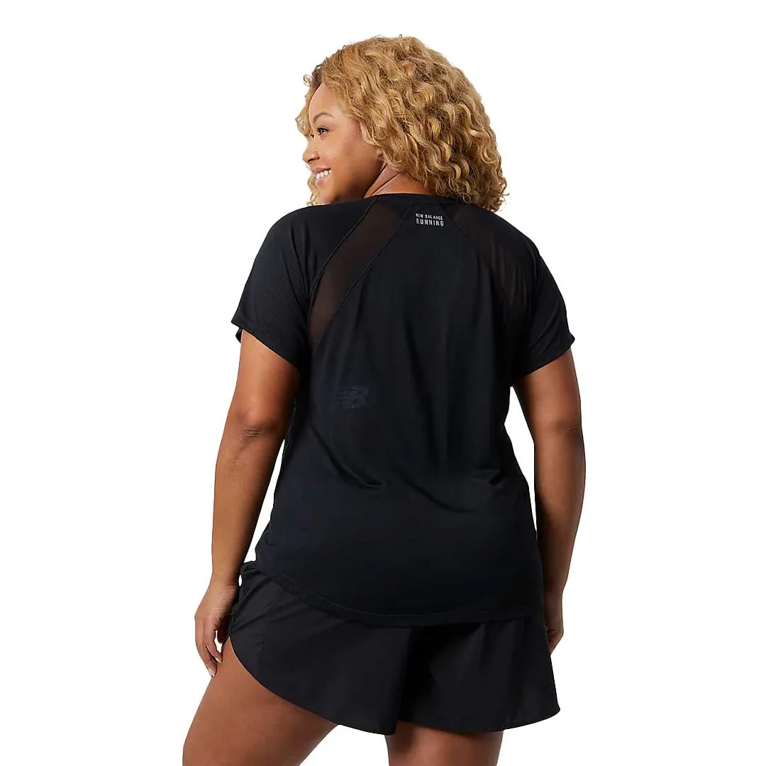 Ventilated Panels New Balance - Women's Impact Run Short Sleeve T-Shirt (Plus Size) (WTX21262 BK)