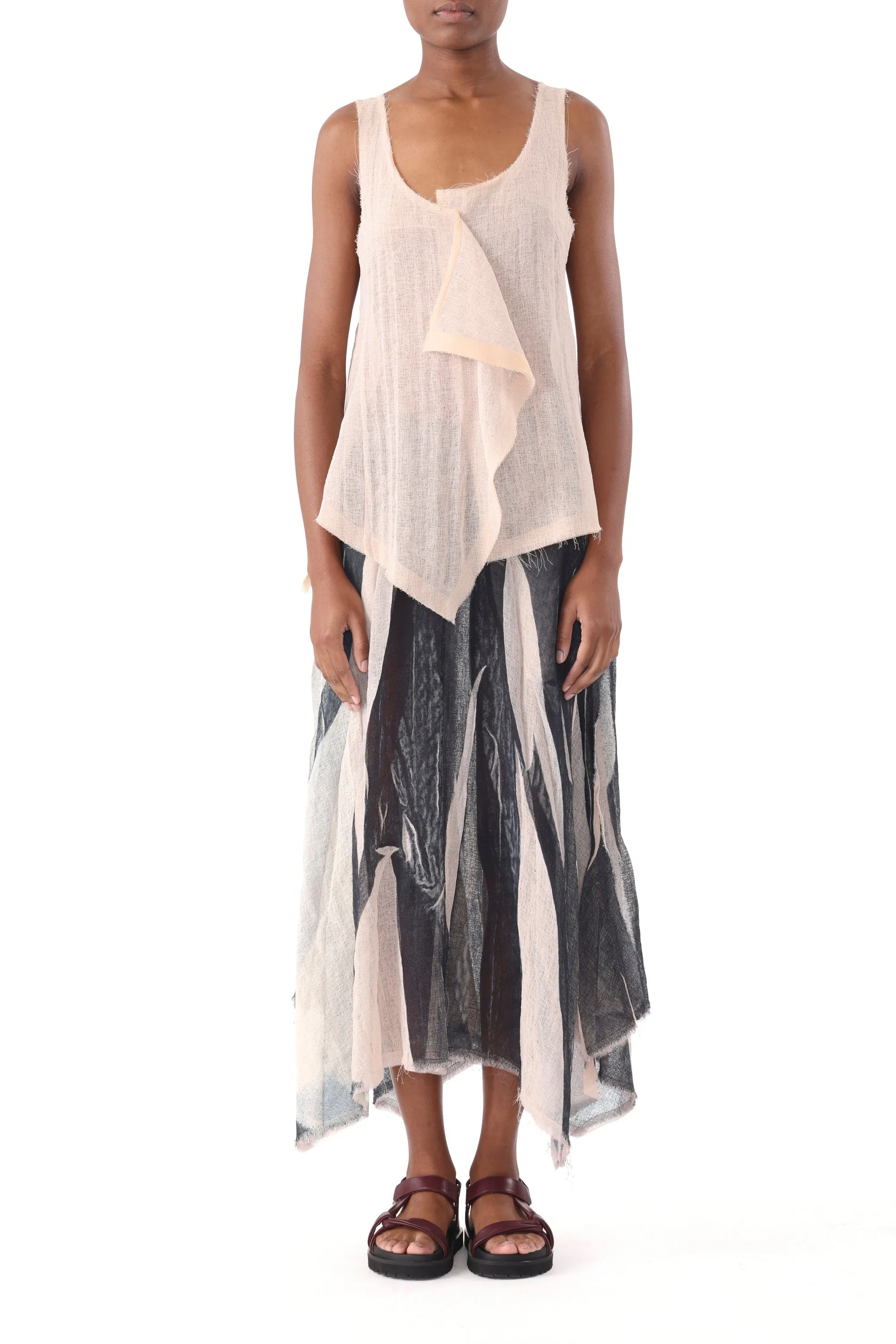 Gentle Vibe Vibe Shot GAUZE SCREEN PRINTED SKIRT HANDKERCHIEF HEM