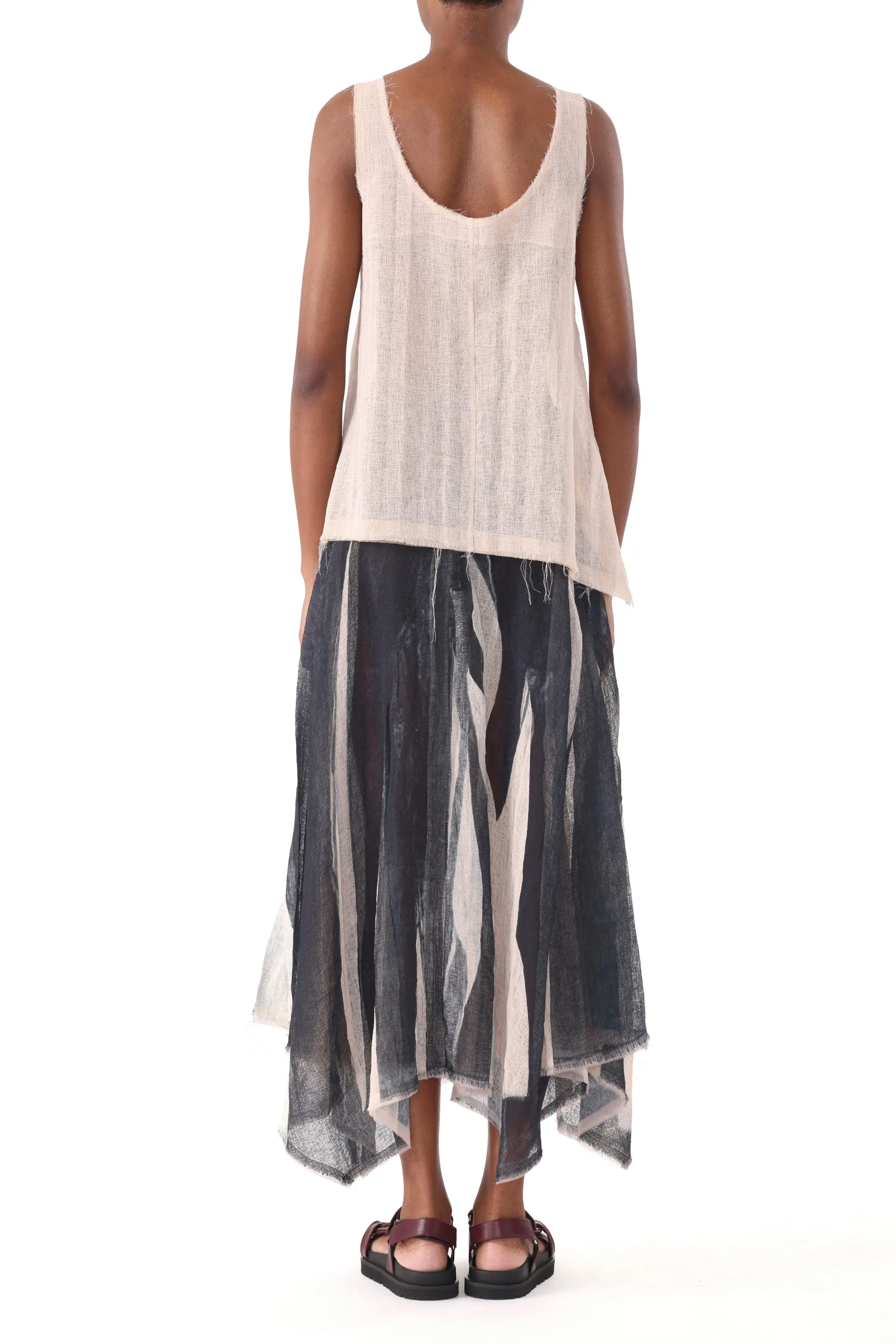 Outfit Focus GAUZE SCREEN PRINTED SKIRT HANDKERCHIEF HEM