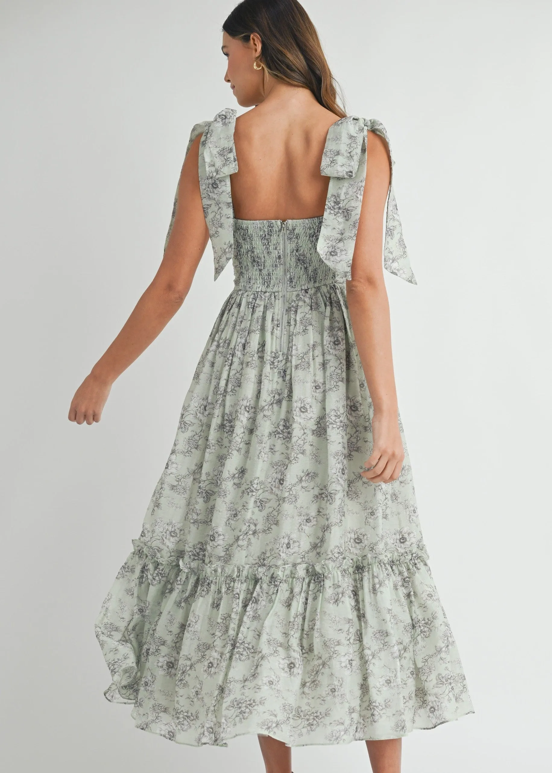 GEMMA FLORAL RUCHED MIDI DRESS Perfect Style Compressible