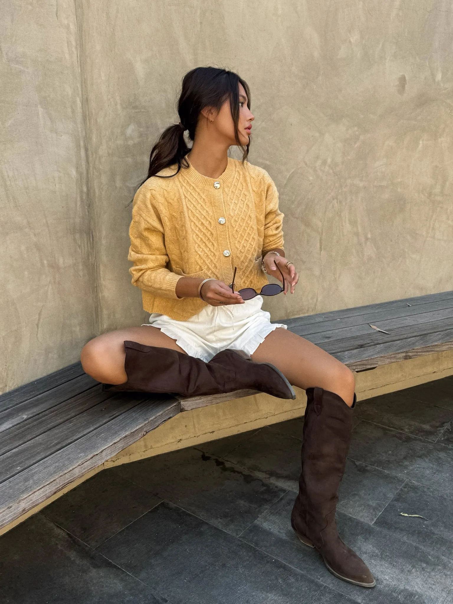 Golden Hour Cable Knit Sweater Graduation wear product terry cloth absorbency