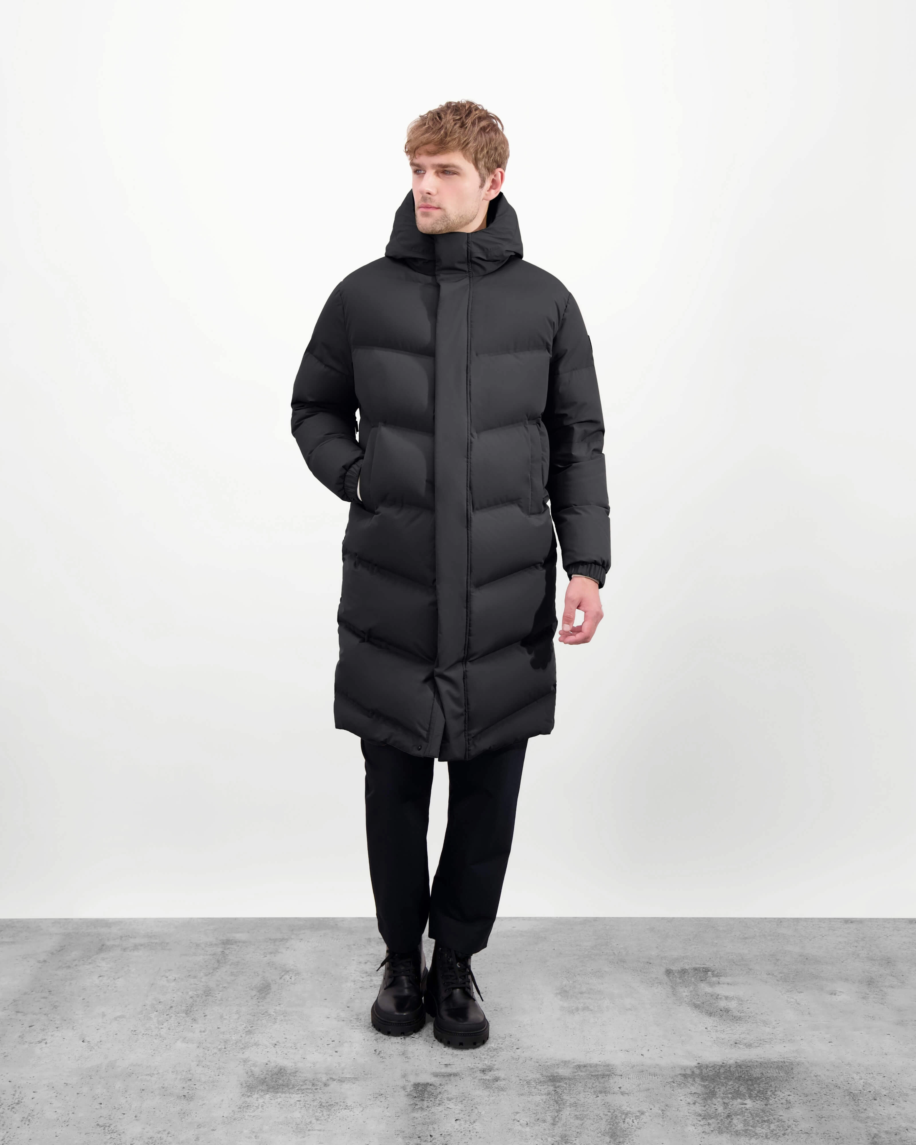 Relaxed Layers Non Chafing Neckline Granger Men's Long Puffer Jacket