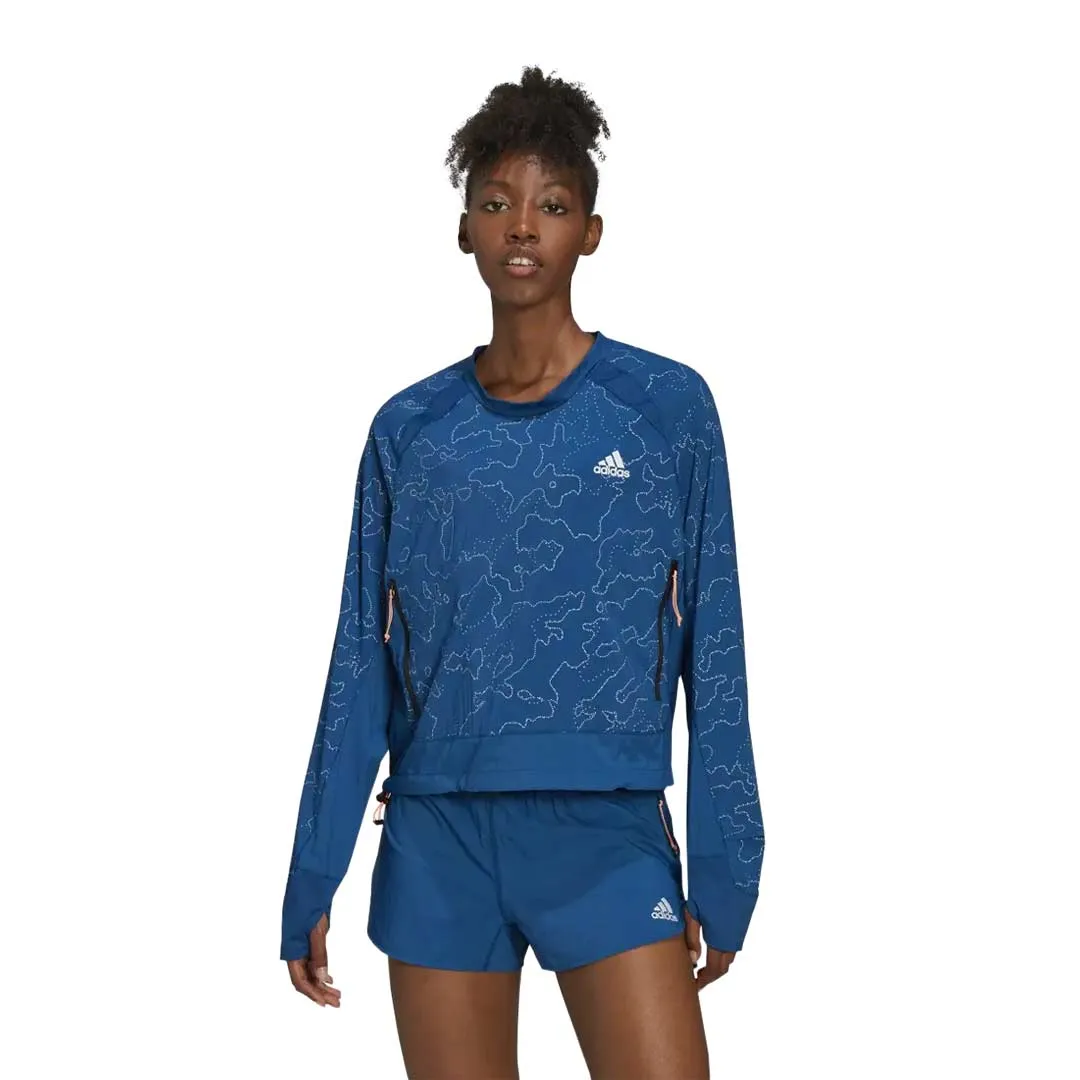 adidas - Women's X-City Running Crewneck Cover Up Jacket (HN0708) Three Layer Laminate Practical Everyday Fit