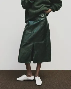 Relaxed Vibe Green Faux Leather Skirt