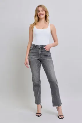Travel-Ready Everyday Ease Grey/Black Judy Blue High Waist Rhinestone Straight Jeans