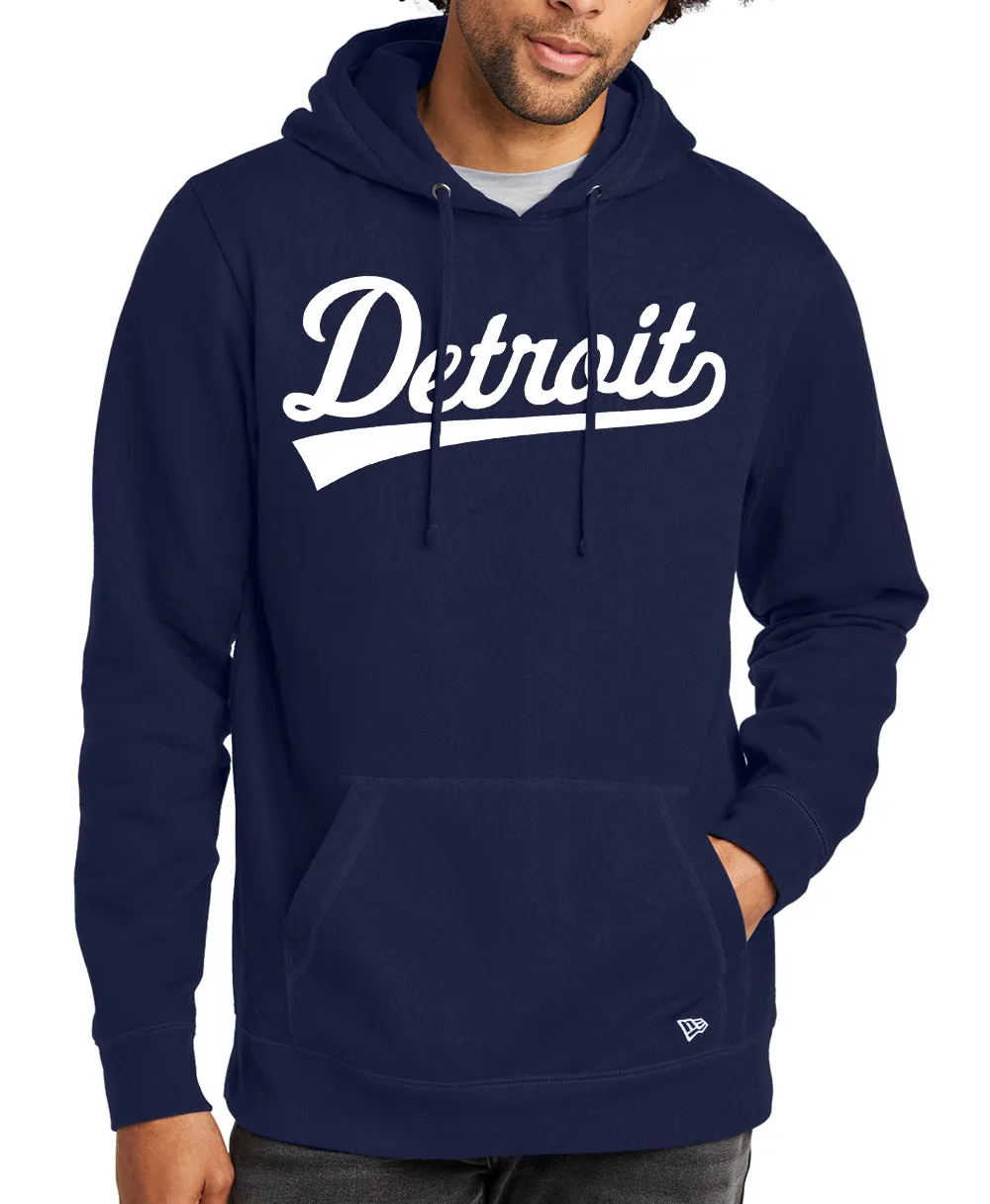 New Era Detroit Tail Script Navy Hoodie Odor Resistant Coating Practical Everyday Fit
