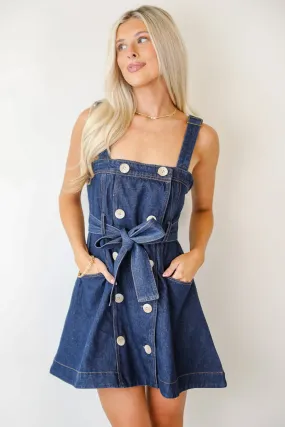 FINAL SALE - Simply A Stunner Dark Wash Denim Mini Dress Perfect Proportion