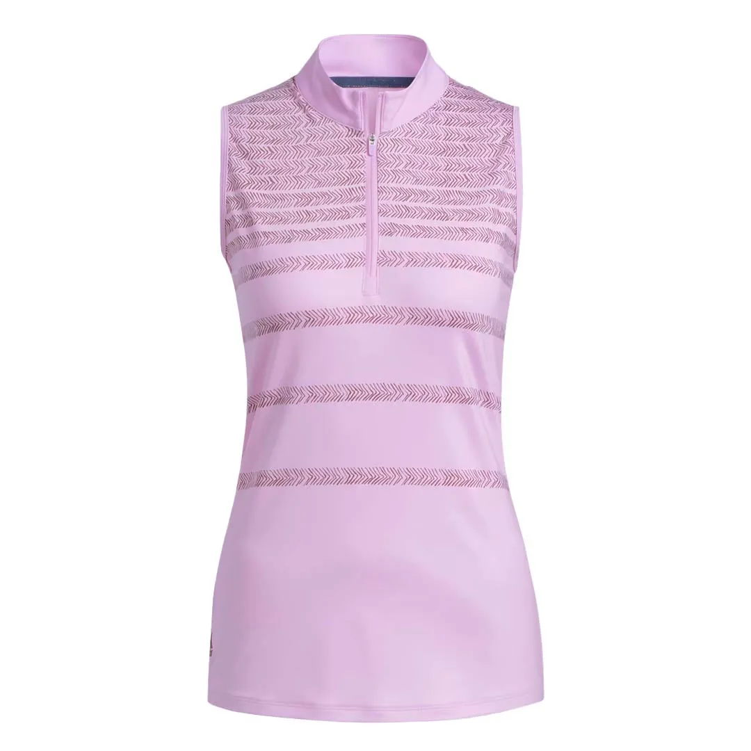 adidas - Women's Herringbone Stripe Sleeveless Polo (HG6961) Concealed Zippers