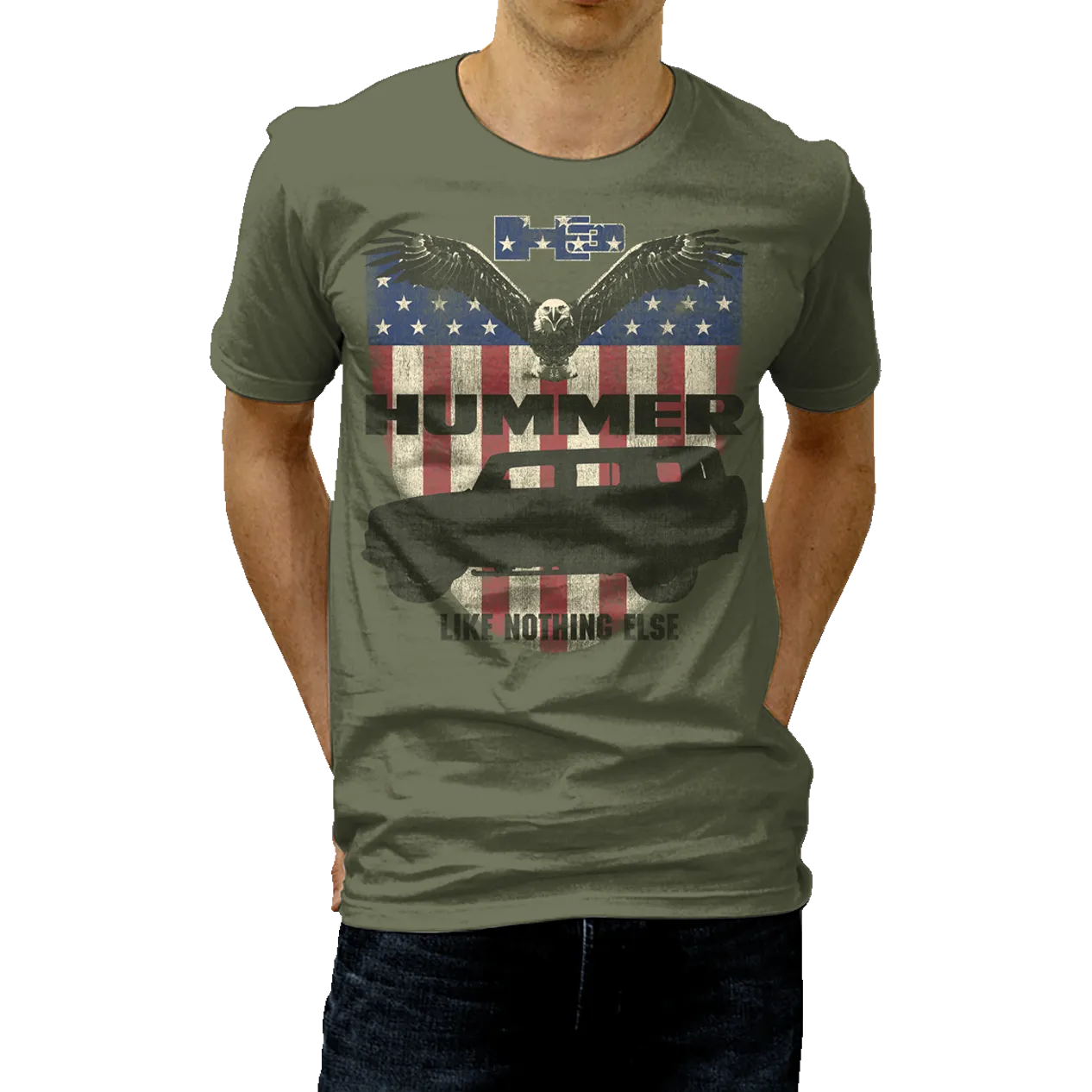 Striped modernity Stylish Everyday Wear HUMMER H3 Eagle Flag T-Shirt