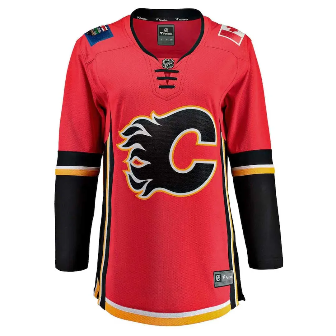 Non Irritating Edging Contrast Stitch Fanatics - Women's Calgary Flames Alt Breakaway Jersey (879W CALX 2C BWX)