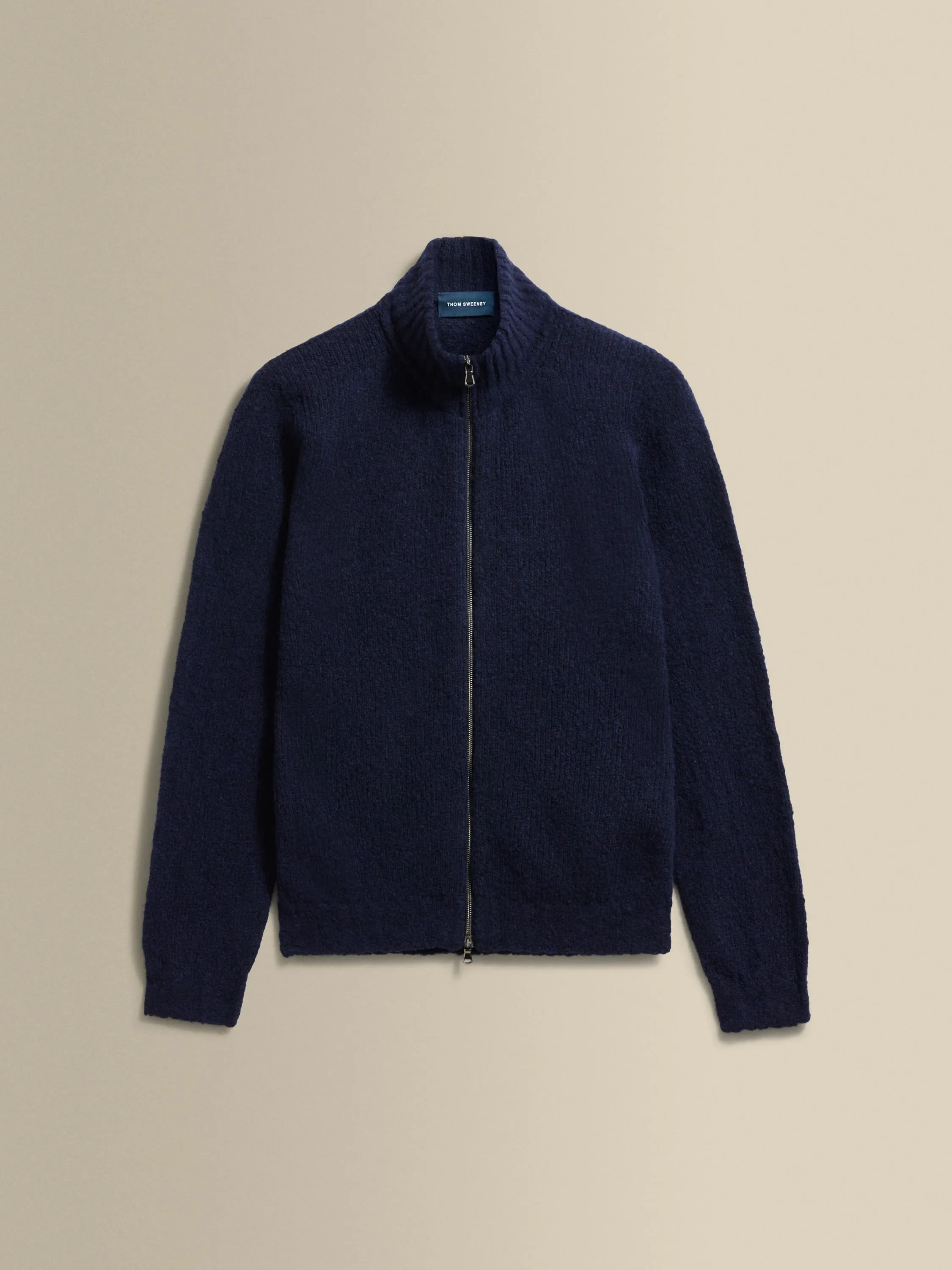 Felted Wool Cashmere Zip-Through Sweater Anti Snag Fabric