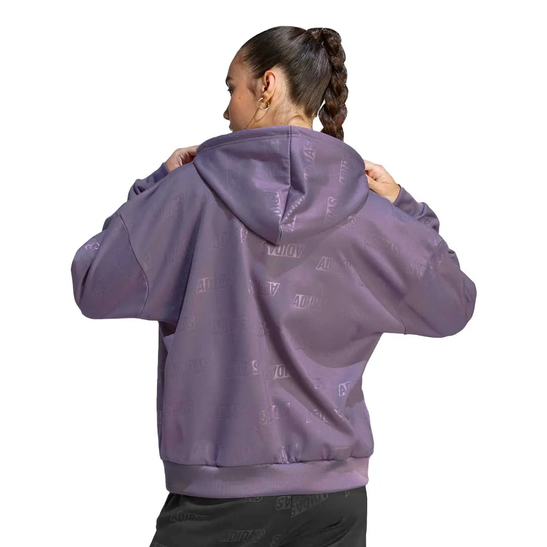 adidas - Women's Embossed Monogram Fleece Hoodie (IM2585) Reinforced Zippers On The Go