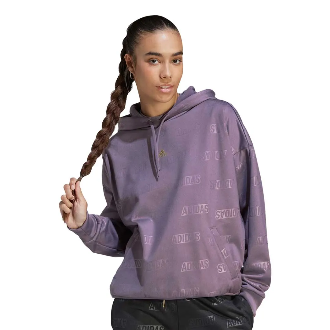 Windproof Hood adidas - Women's Embossed Monogram Fleece Hoodie (IM2585)