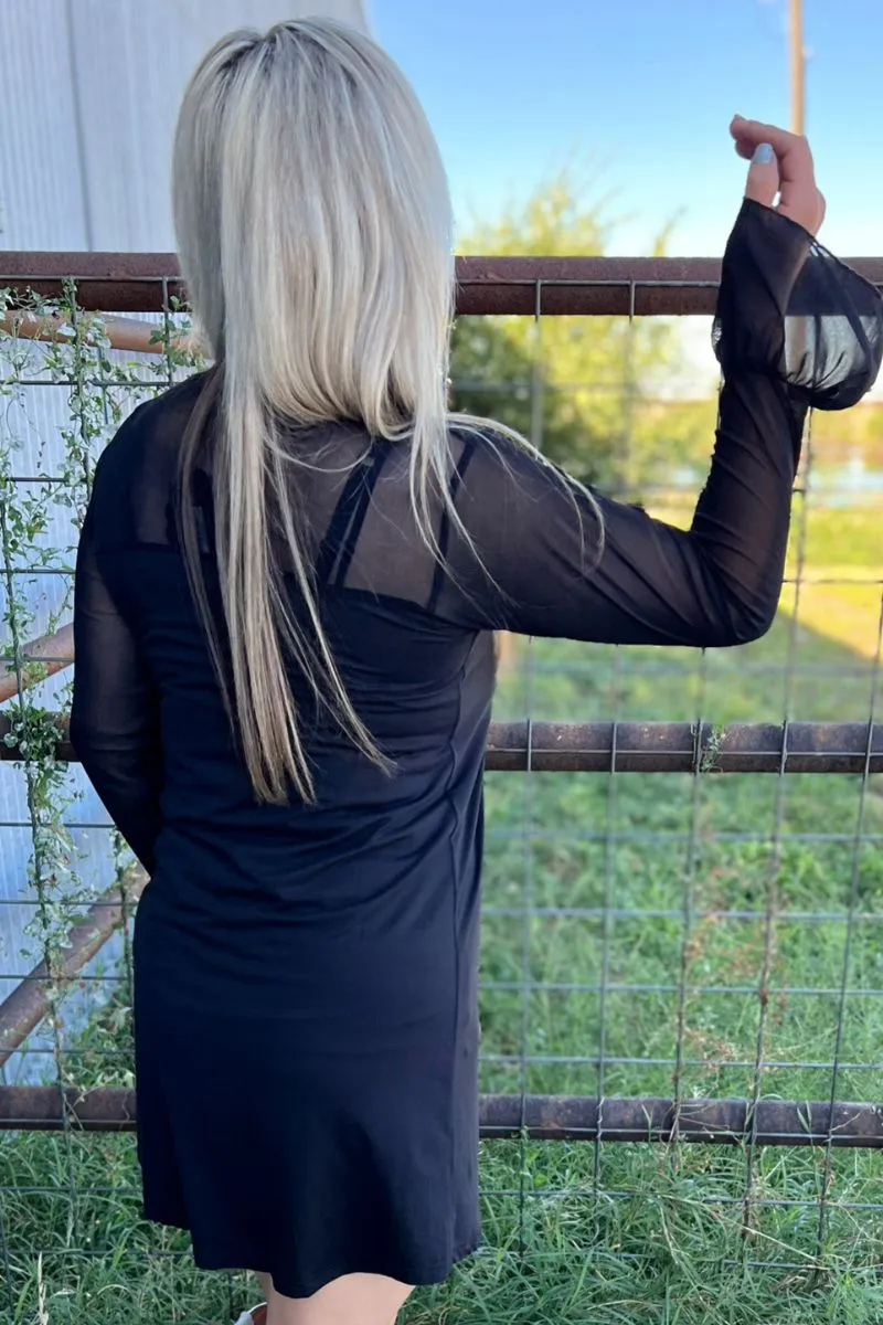 Nine Lives Black Dress Square Neck