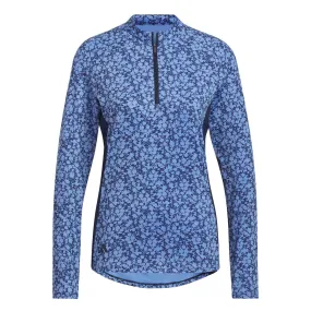 adidas - Women's Ultimate365 Printed 1/4 Zip Mock-Neck Long Sleeve Polo (HT1253) Articulated Elbows HybridLayerCompatibility