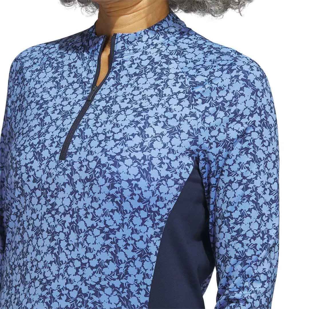 adidas - Women's Ultimate365 Printed 1/4 Zip Mock-Neck Long Sleeve Polo (HT1253) Quick Drying