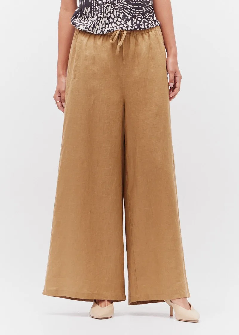 Stretch Fit clean look JACKIE WIDE-LEG LINEN PANTS