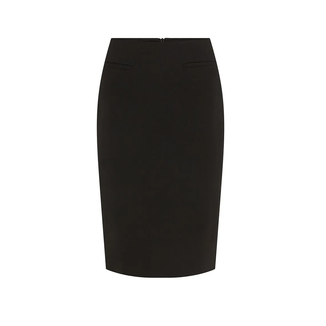 Joan Tailored Wool Crepe Pencil Skirt Layered Design Refined Texture
