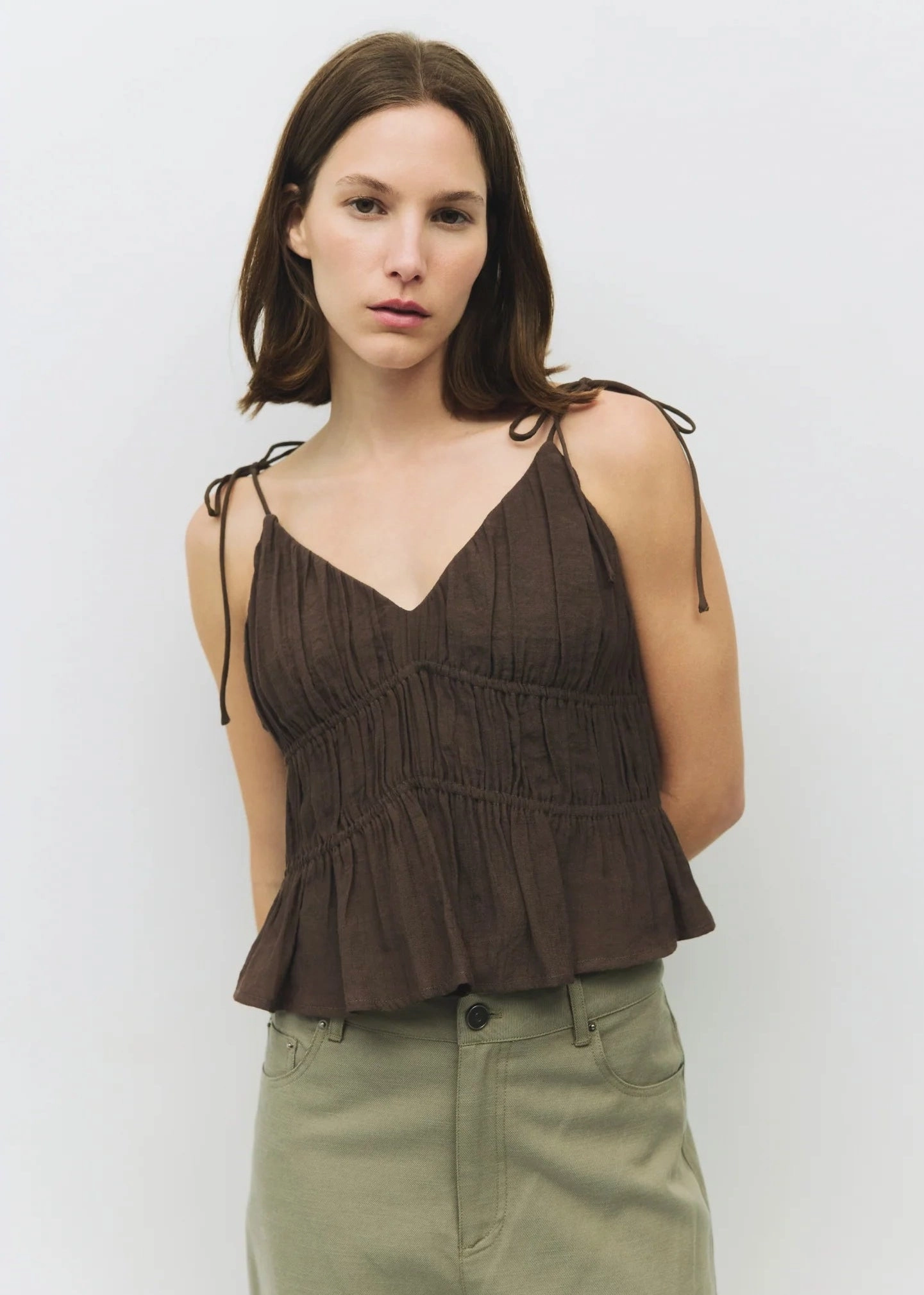 KENDRA CROPPED SLIP-STYLE TOP Antibacterial Fiber Blend