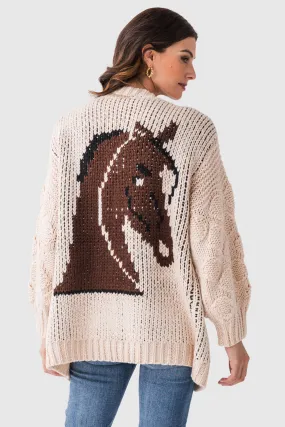 suitable for casual events jewelry accents Bailey Rose Horse Print Knit Cardigan