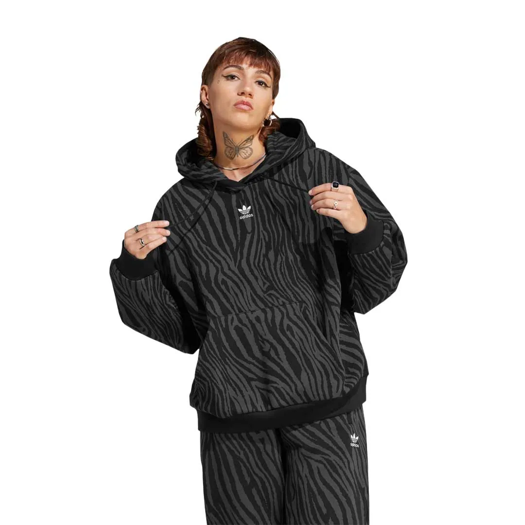 Layered Ventilation Panels adidas - Women's Allover Zebra Animal Print Essentials Hoodie (IJ5604)