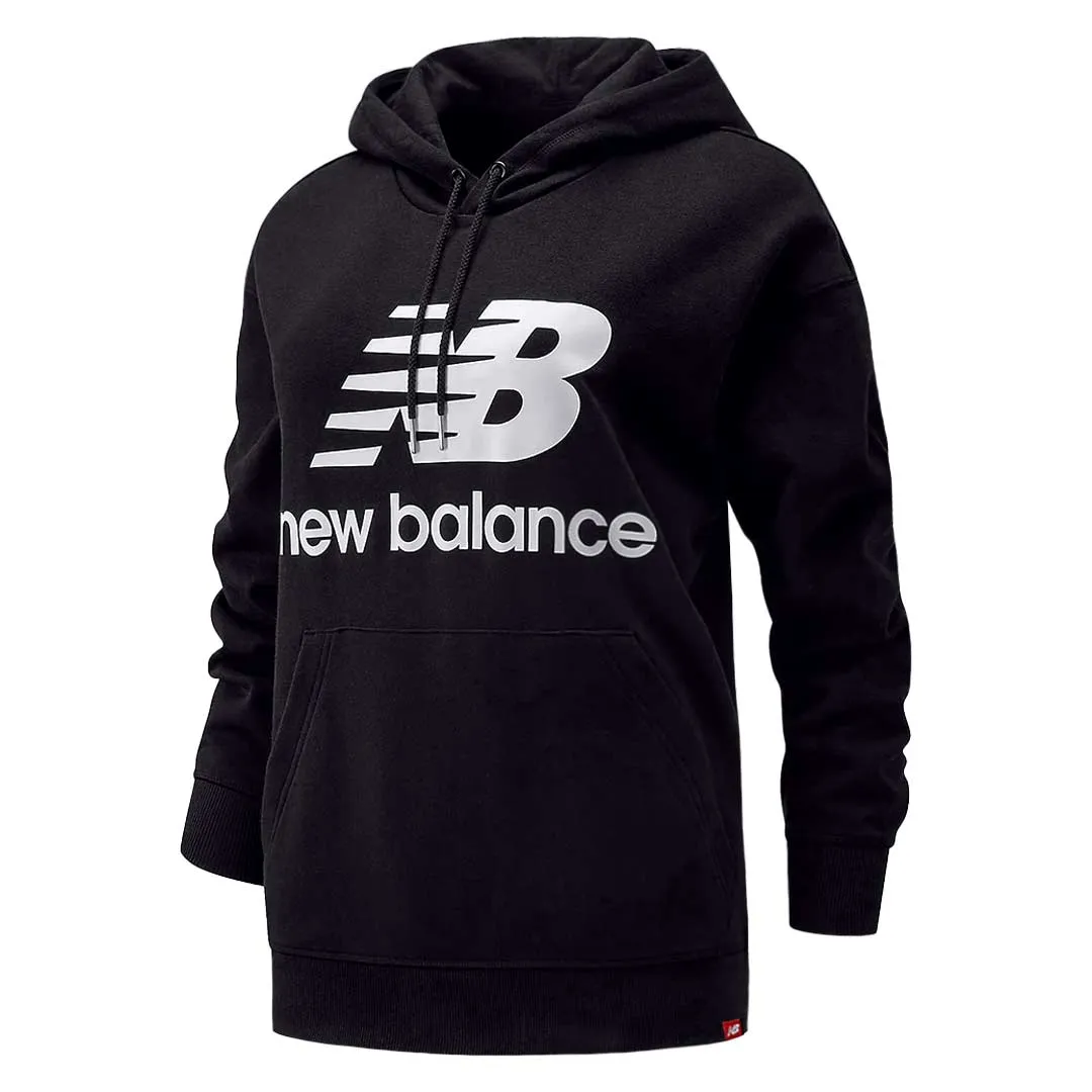 Abrasion Proof Shoulders New Balance - Women's Essentials Stacked Logo Oversized Pullover Hoodie (WT03547 BK)