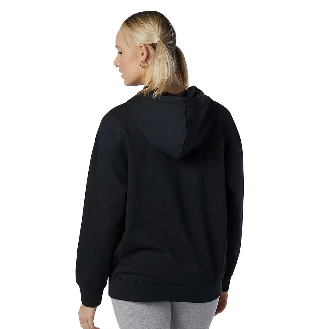 Snow Day Reflective accents New Balance - Women's Essentials Stacked Logo Oversized Pullover Hoodie (WT03547 BK)
