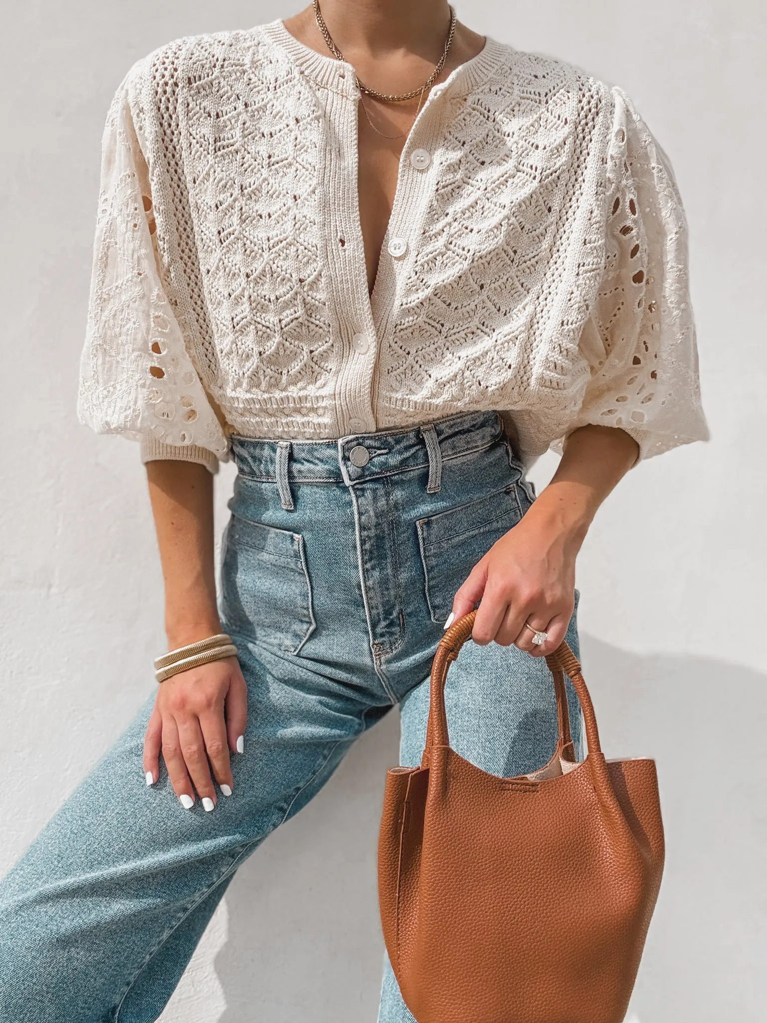 Water Resistant Casual Fashion Eden Crochet Knit Top