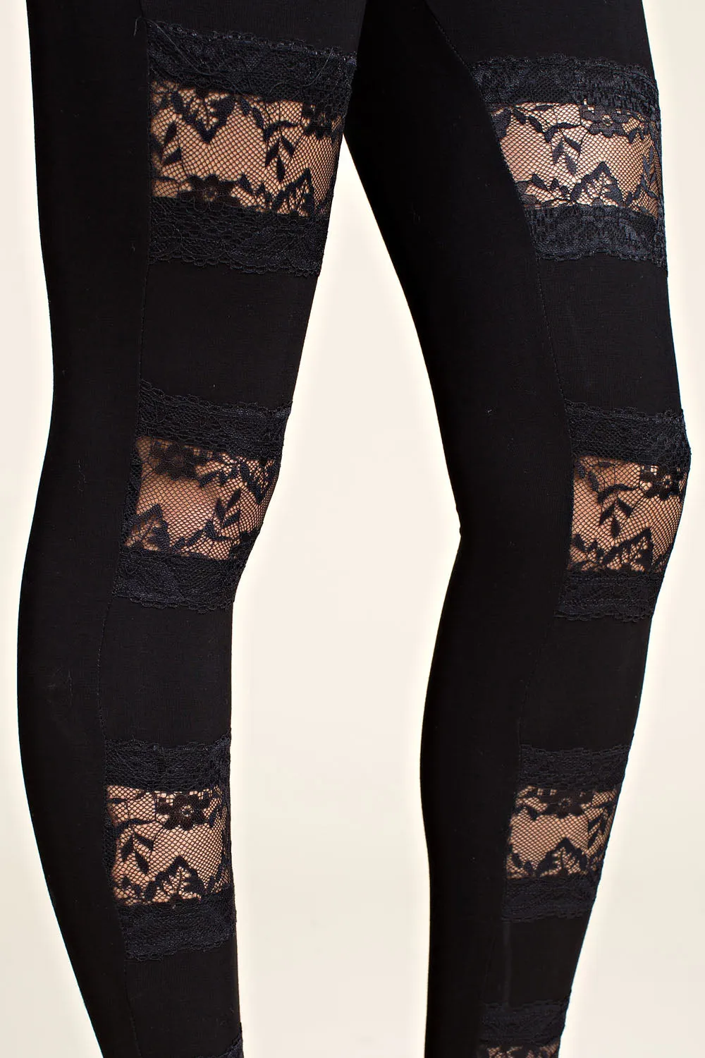 Everyday Comfort High Rise Knit Leggings With Lace Panels