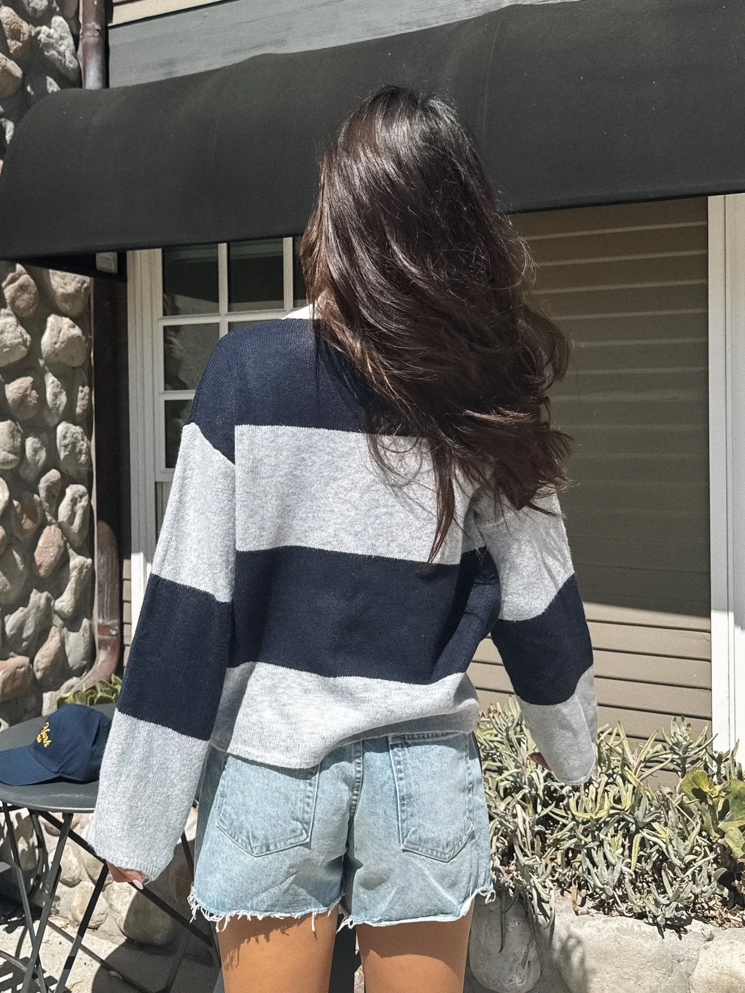 product clip convenience Linden Stripe Polo Sweater