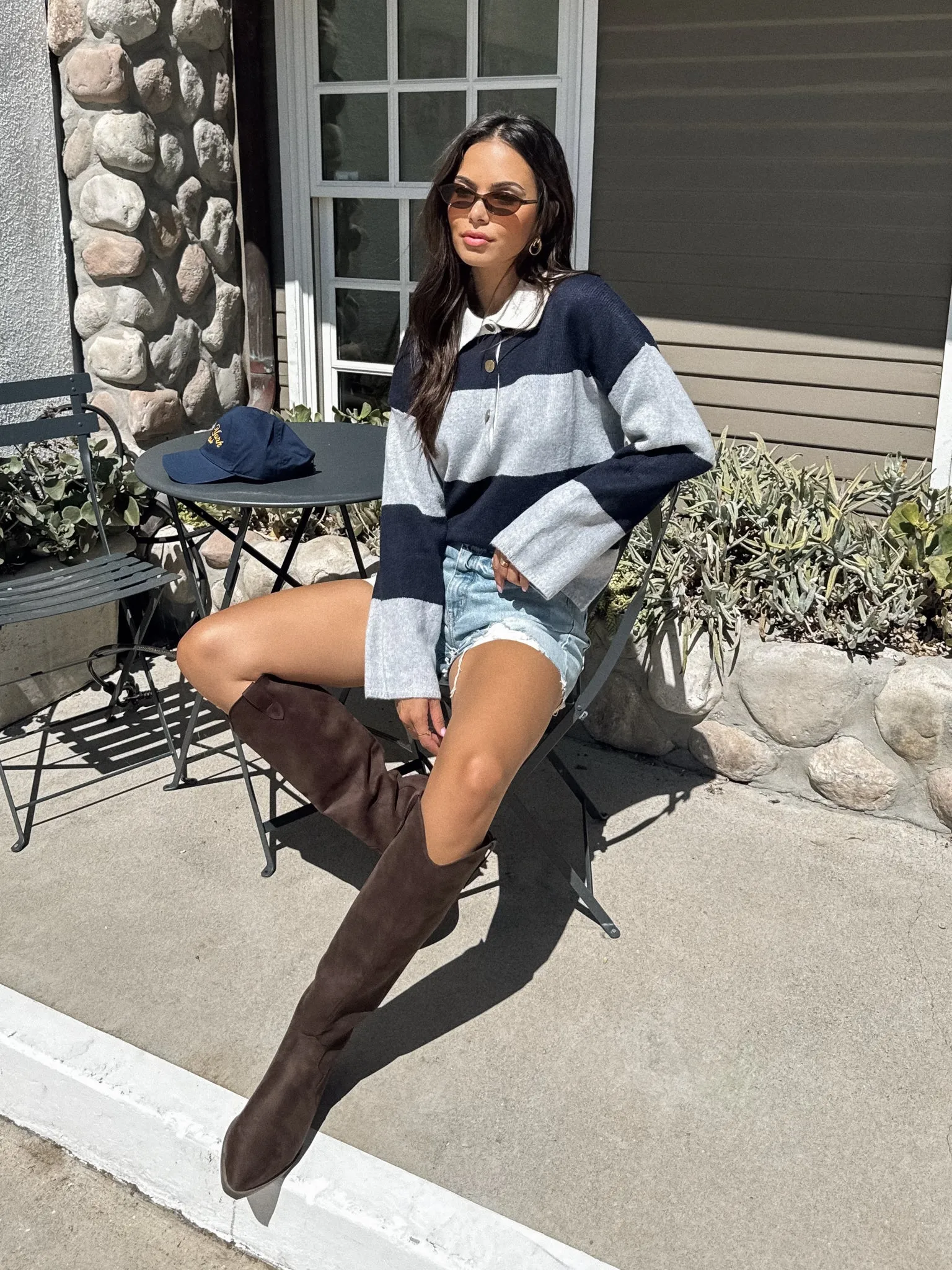 product high end luxury Graphic Art Linden Stripe Polo Sweater